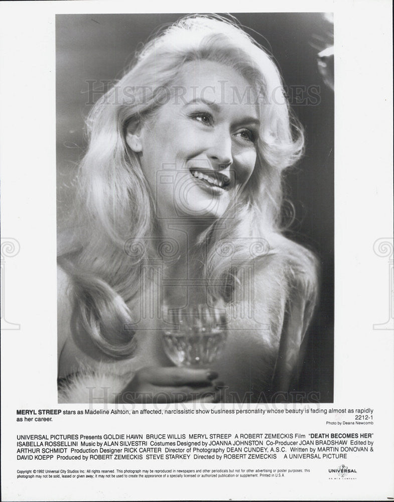 1992 Press Photo Meryl Streep in&quot;Death Becomes Her&quot; - Historic Images