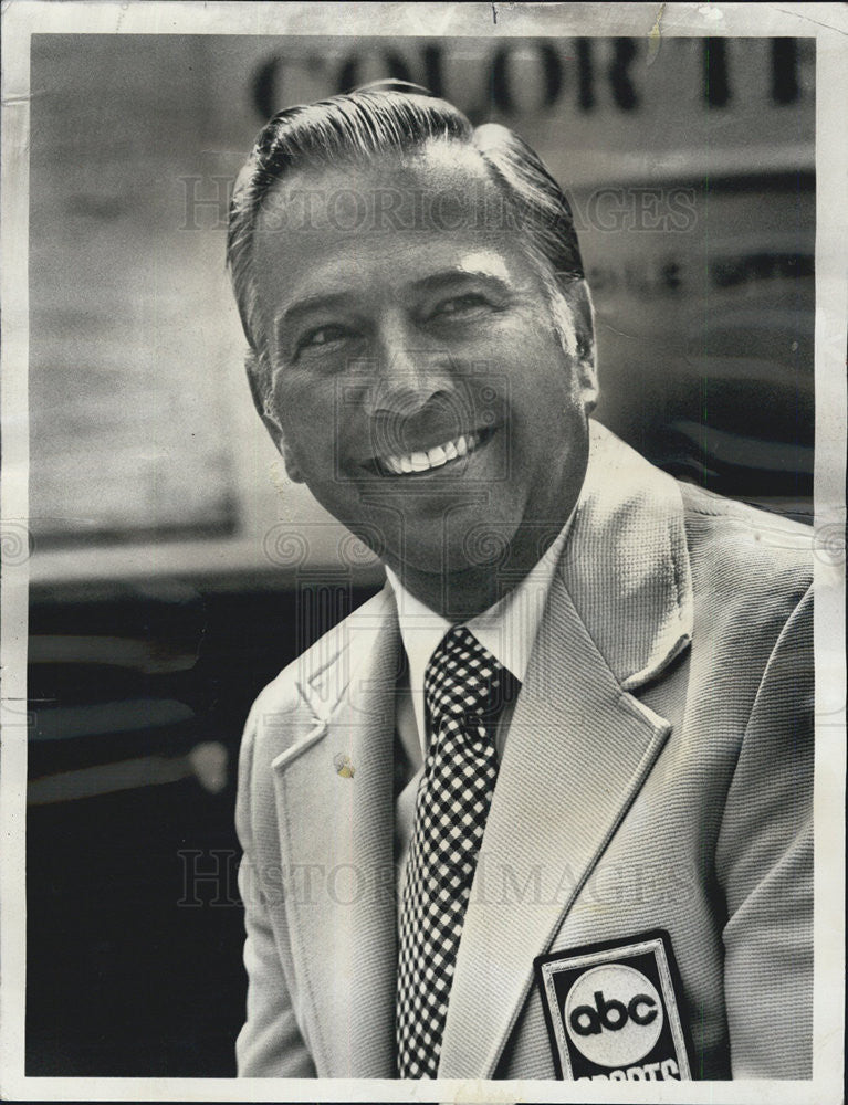 1981 Press Photo Commentator Bill flemming - Historic Images