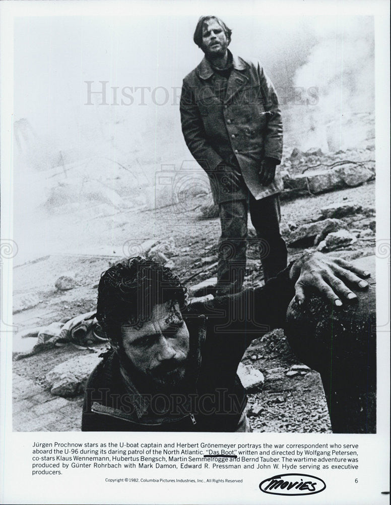 1982 Press Photo Jurgen Prochnow &amp; Herbert Gronemeyer in &quot;Das Boot&quot; - Historic Images