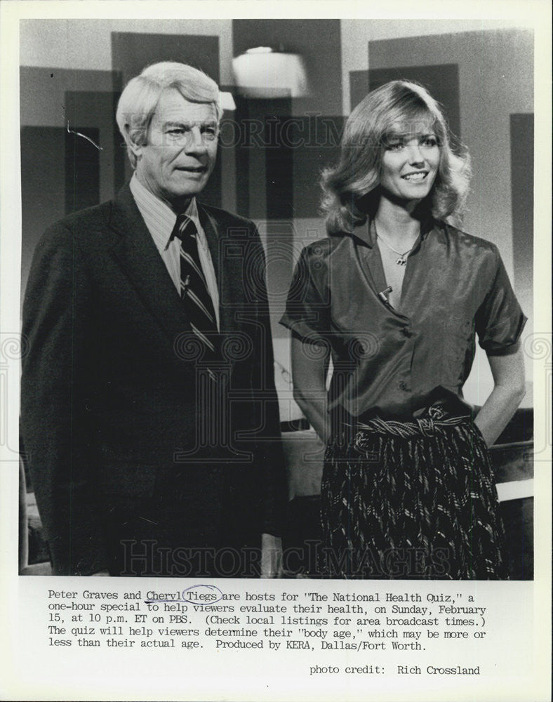 1981 Press Photo Peter Graves/Cheryl Tiegs/Actor/Actress/Model - Historic Images