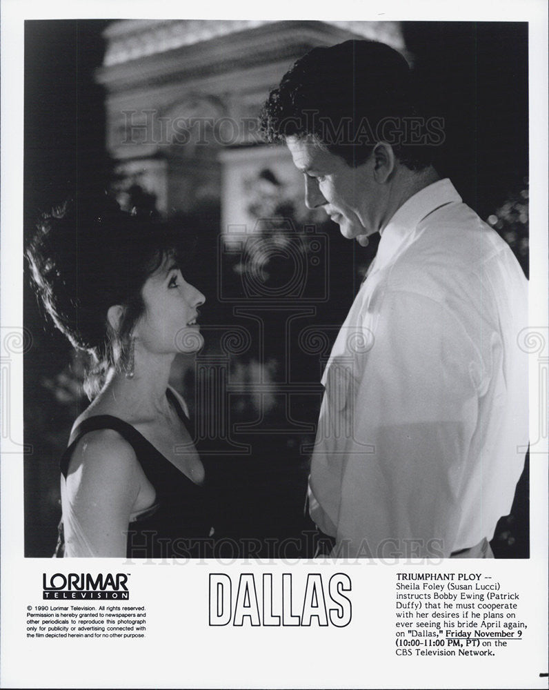 1990 Press Photo Susan Lucci Patrick Duffy DALLAS - Historic Images