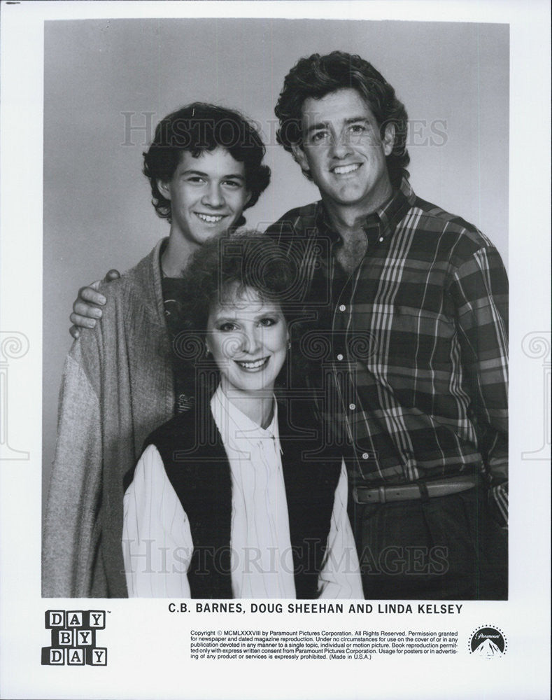 1988 Press Photo C.B. Barnes Doug Sheehan Linda Kelsey Day By Day Comedy Series - Historic Images