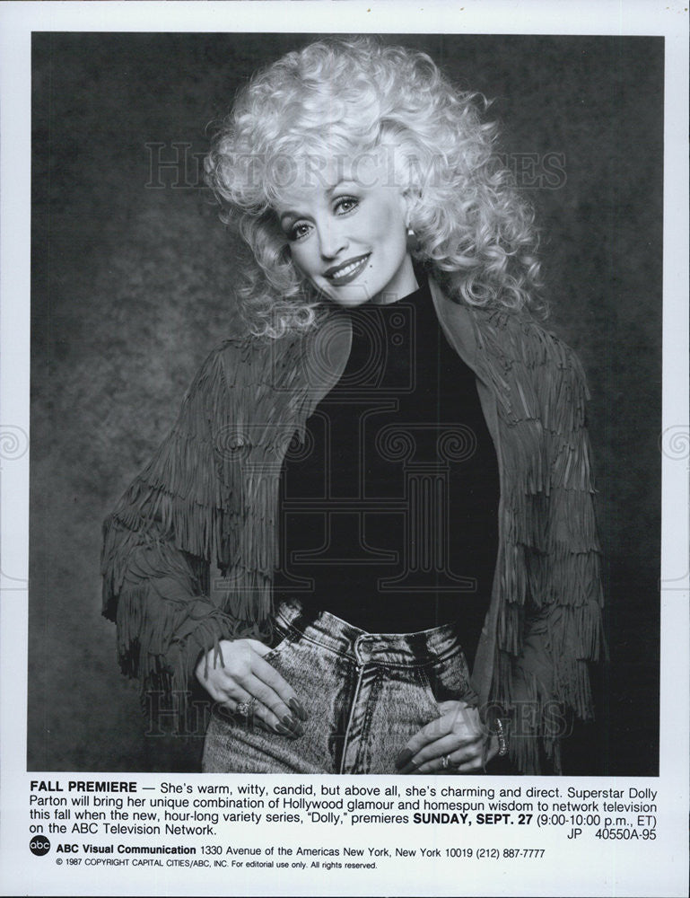1987 Press Photo Dolly Parton in "Dolly" on ABC TV. - Historic Images