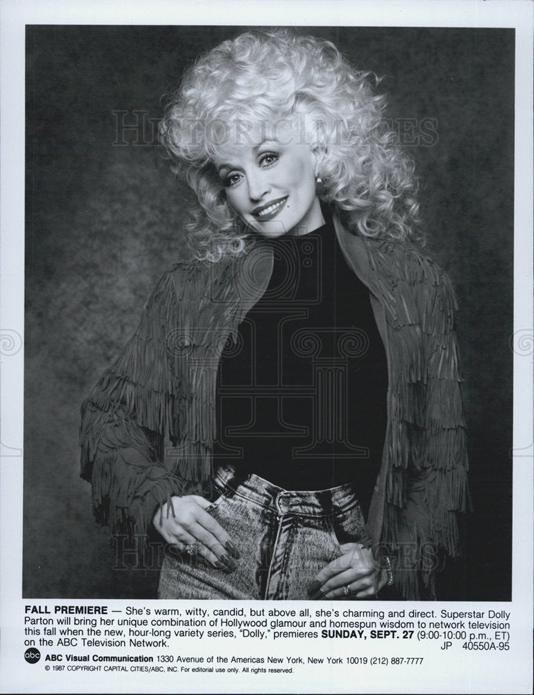 1987 Press Photo Dolly Parton in &quot;Dolly&quot; on ABC TV. - Historic Images