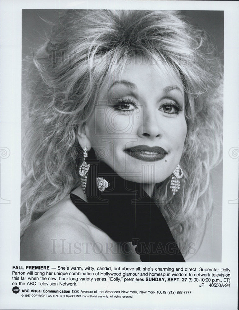 1987 Press Photo Dolly Parton Country Music Singer Songwriter Television Series - Historic Images