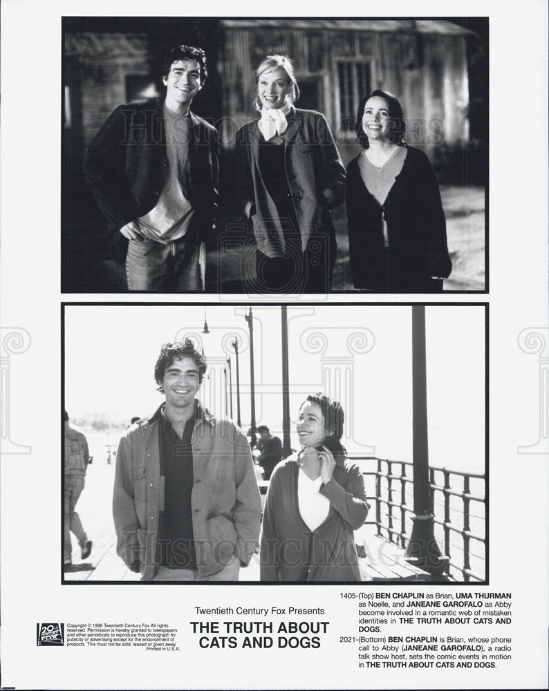1996 Press Photo Ben Chaplin Uma Thurman Janeane Garofalo Actors The Truth About - Historic Images