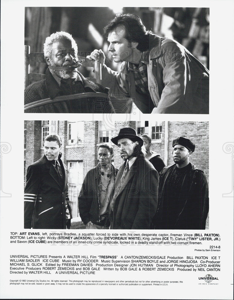 1992 Press Photo Art Evans Bill Paxton Stoney Jackson De&#39;Voreaux White Lister Jr - Historic Images