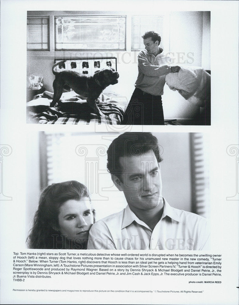 1989 Press Photo Tom Hanks &amp;Mare Winningham in &quot;Turner &amp; Hooch&quot; - Historic Images