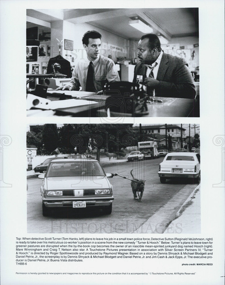 1989 Press Photo Tom Hanks &amp;Reginald VelJohnson in &quot;Turner &amp; Hooch&quot; - Historic Images