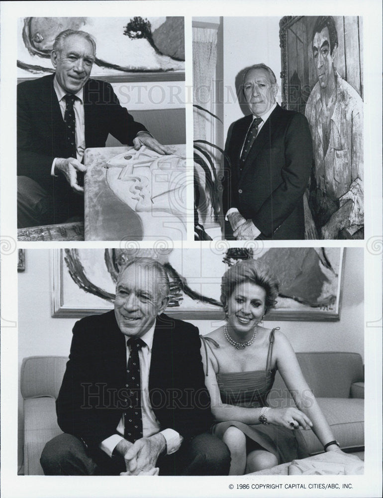 1986 Press Photo Anthony Quinn Actor Artist Wife Iolanda - Historic Images