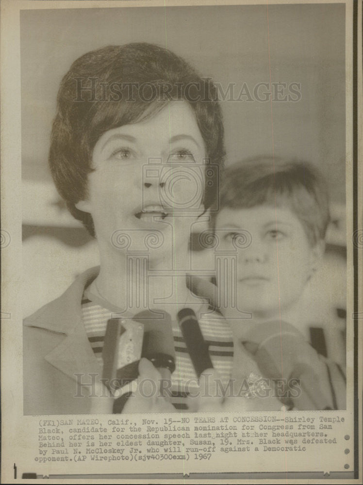 1967 Press Photo Shirley Temple black candidate for congress - Historic Images