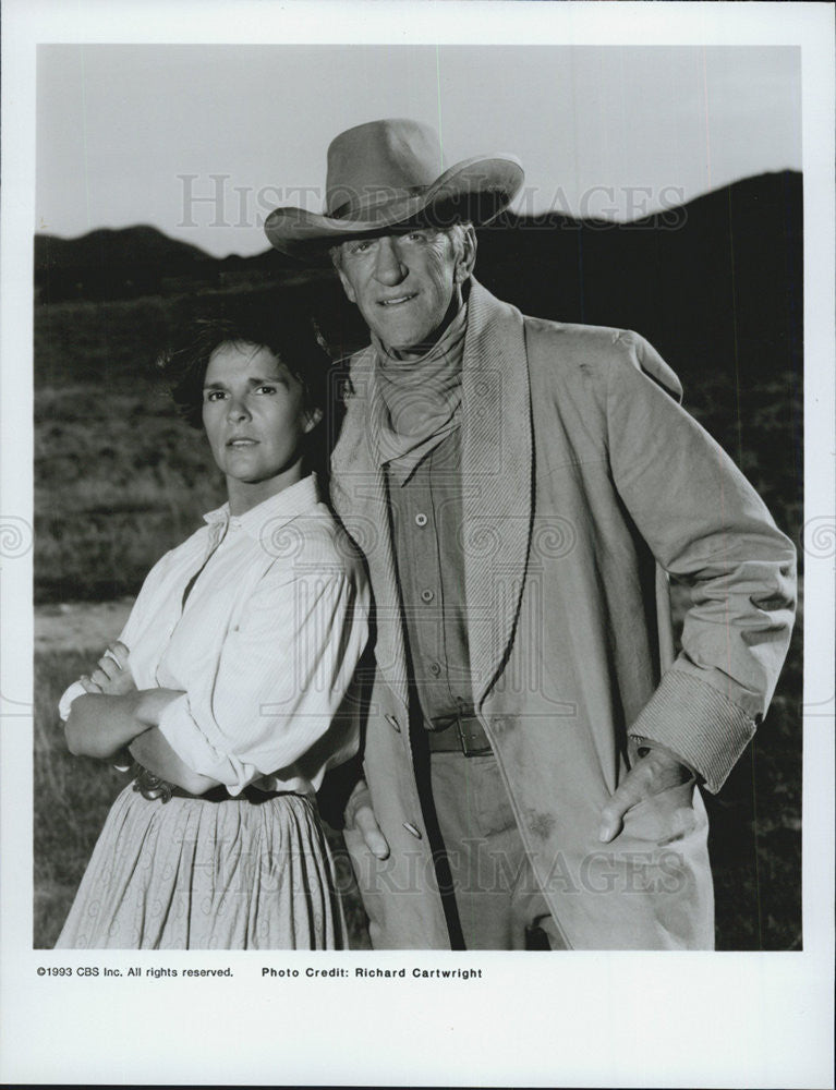 1993 Press Photo James Arness Ali MacGraw Actors Gunsmoke Long Ride - Historic Images