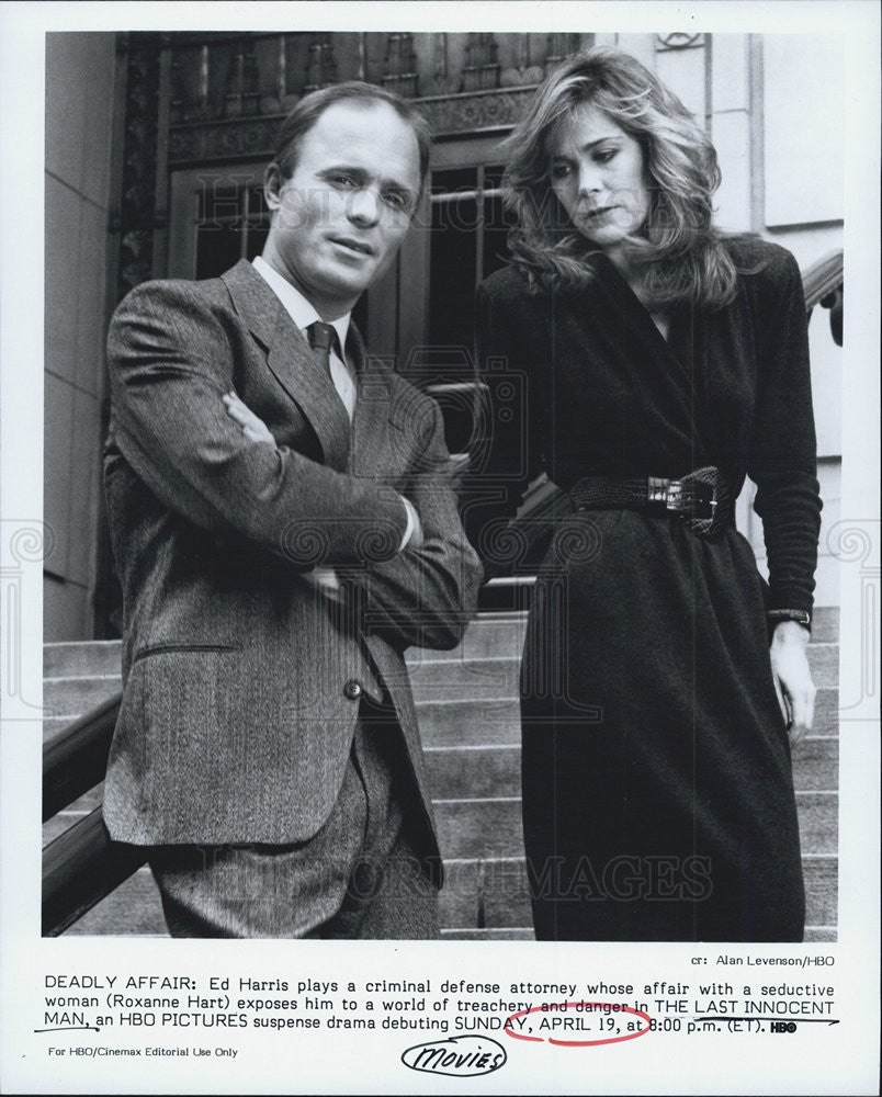 Press Photo Actor Ed Harris and Actress Roxanne Hart star in The Last Innocent . - Historic Images