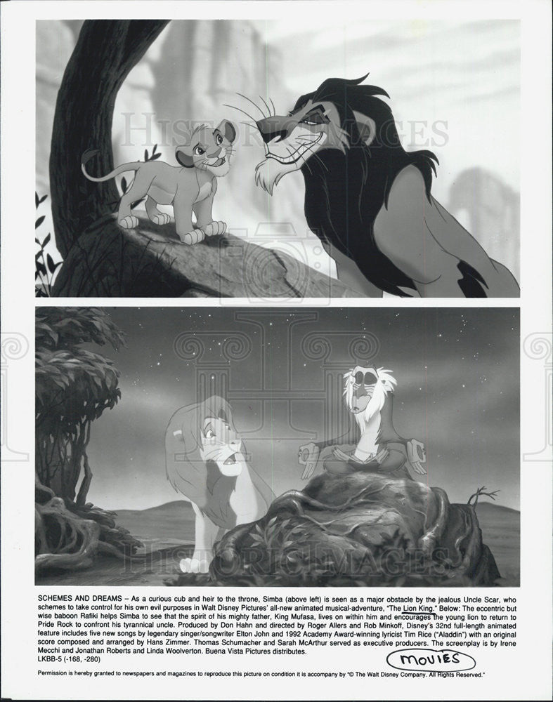 1994 Press Photo &quot;The Lion King&quot; animated Disney film. - Historic Images