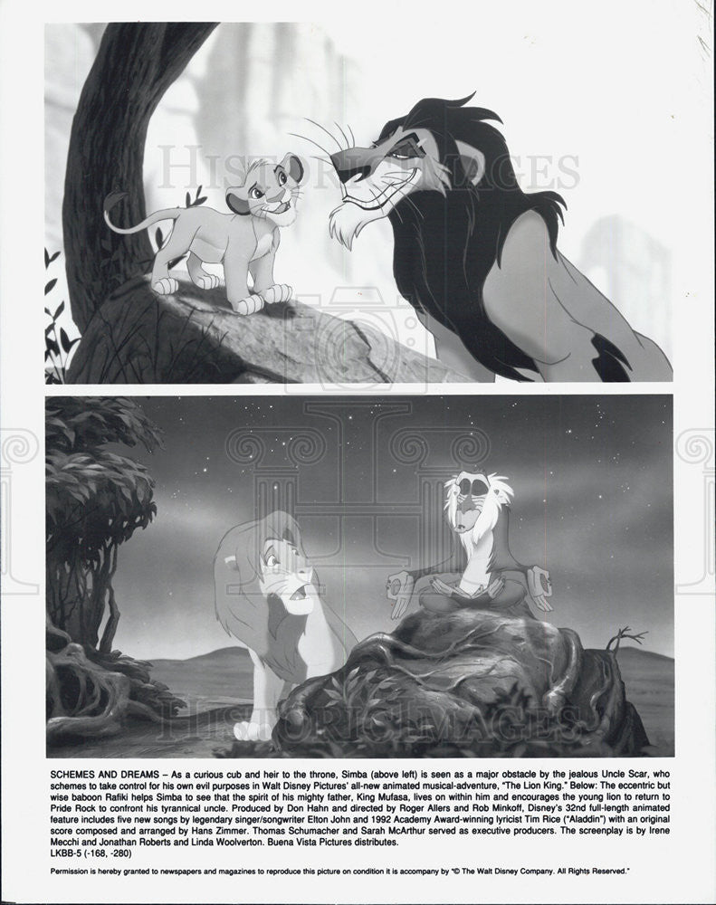 1994 Press Photo Cartoon movie &quot;The Lion King&quot; - Historic Images