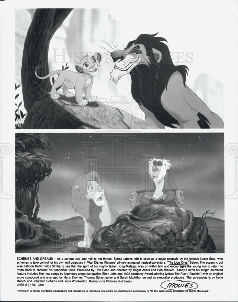 1994 Press Photo Cartoon movie &quot;The Lion Kng&quot; - Historic Images