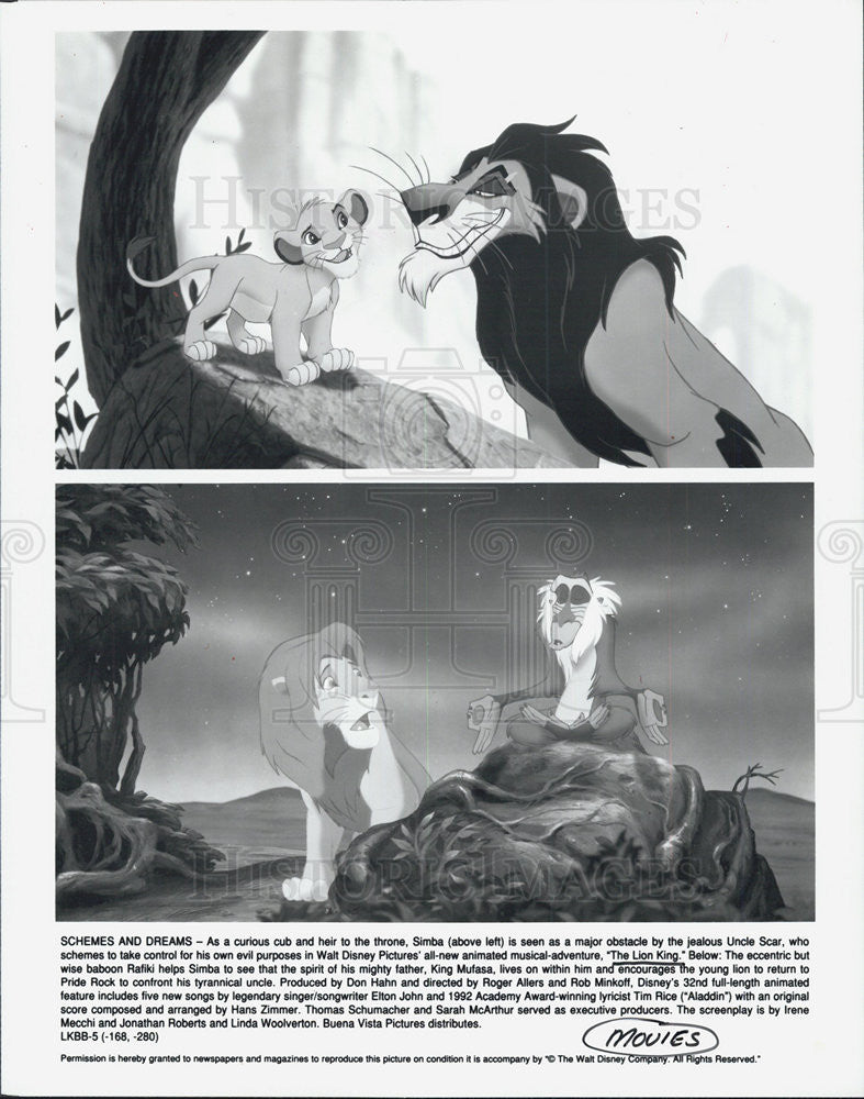 1994 Press Photo Cartoon movie "The Lion Kng" - Historic Images