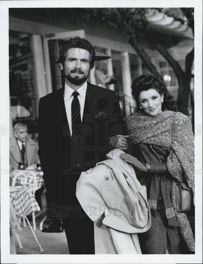 1984 Press Photo James Brolin &amp; Morgan Brittany on &quot;Hotel&quot; - Historic Images