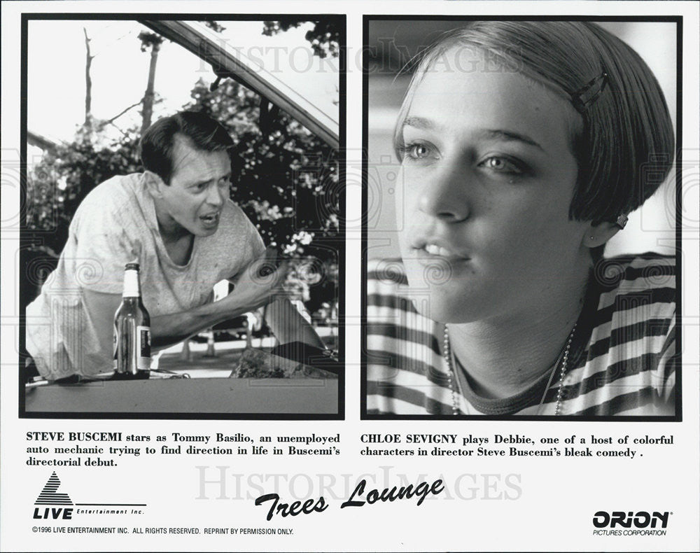 1996 Press Photo Steve Buscemi Chloe Sevigny Actors Trees Lounge