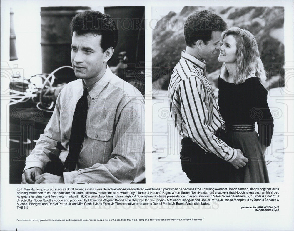 1989 Press Photo Tom Hanks &amp; Mare Winningham in &quot;Turner &amp; Hooch&quot; - Historic Images