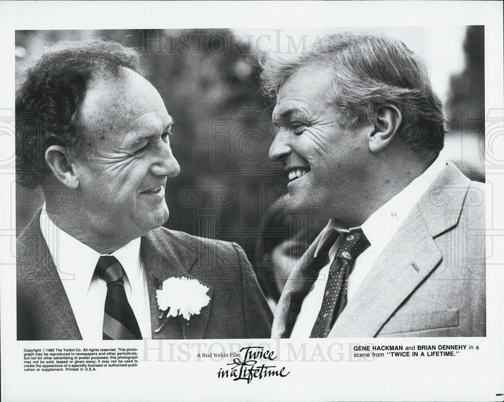 1985 Press Photo Gene Hackman Brian Dennehy Actors Twice In Lifetime - Historic Images