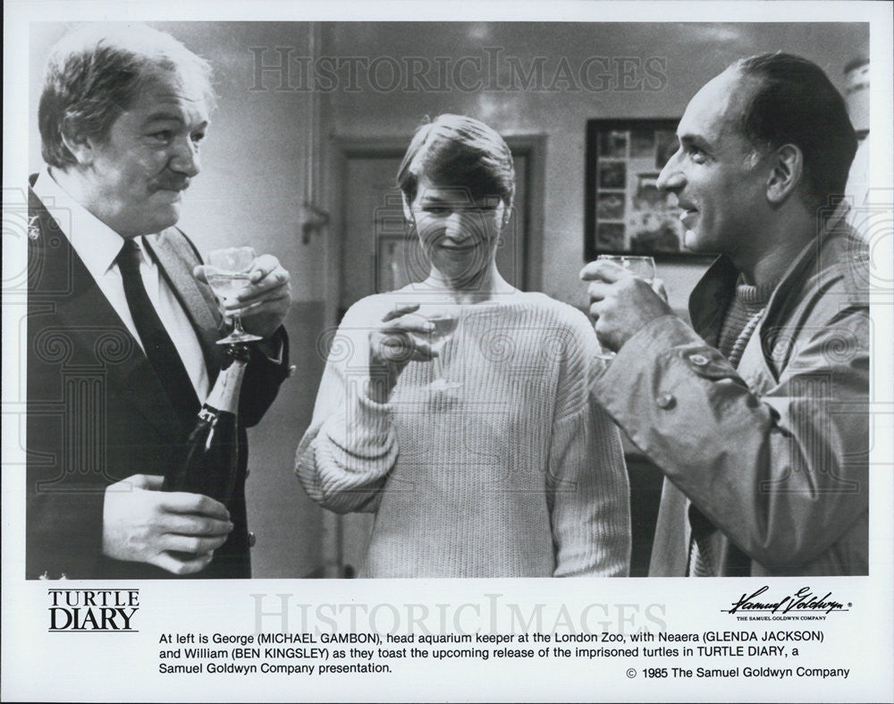 1985 Press Photo Michael Gambon Glenda Jackson Ben Kingsley Actors Turtle Diary - Historic Images