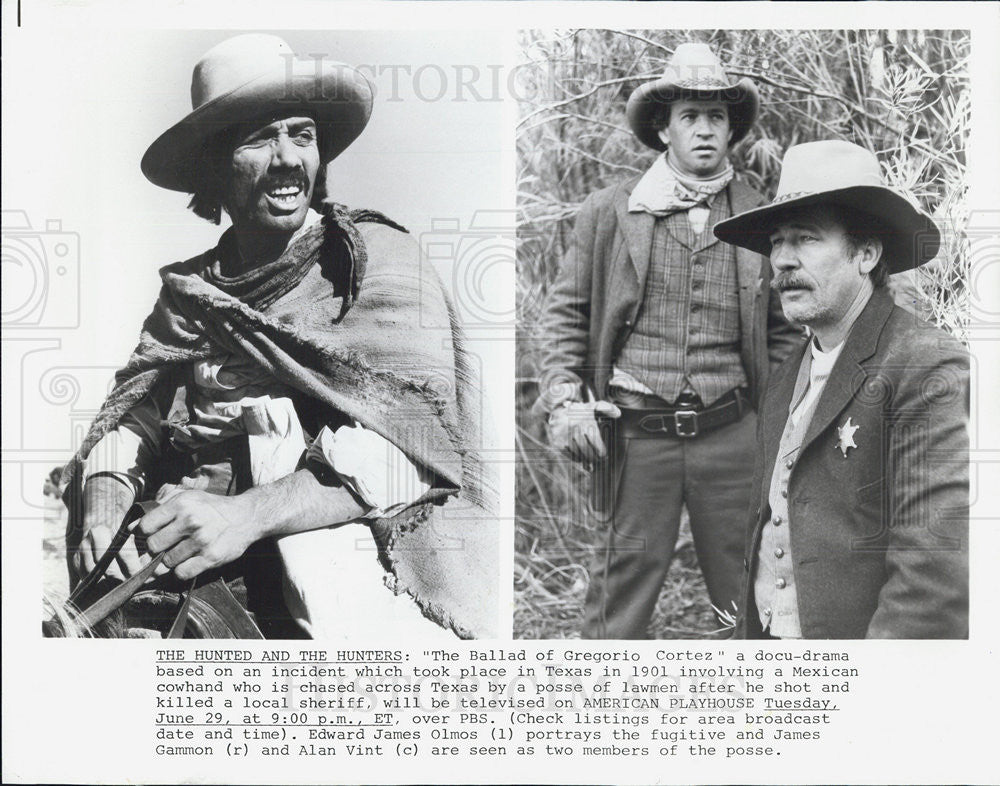 1982 Press Photo Edward James Olmos, James Gammon, and Alan Vint - Historic Images