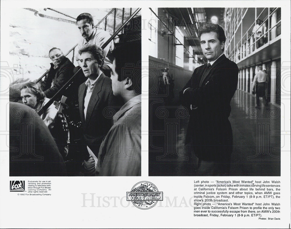 1996 Press Photo America&#39;s Most Wanted Host John Walsh Inside Folsom Special - Historic Images