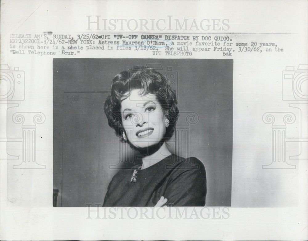 1965 Press Photo Actress Maureen O'Hara Set To Appear On Bell Telephone Hour - Historic Images