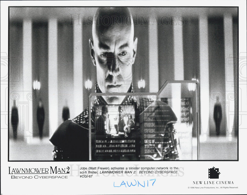 1996 Press Photo Matt Frewer stars in &quot;Lawnmower Man 2 Beyond Cyberspace&quot; - Historic Images