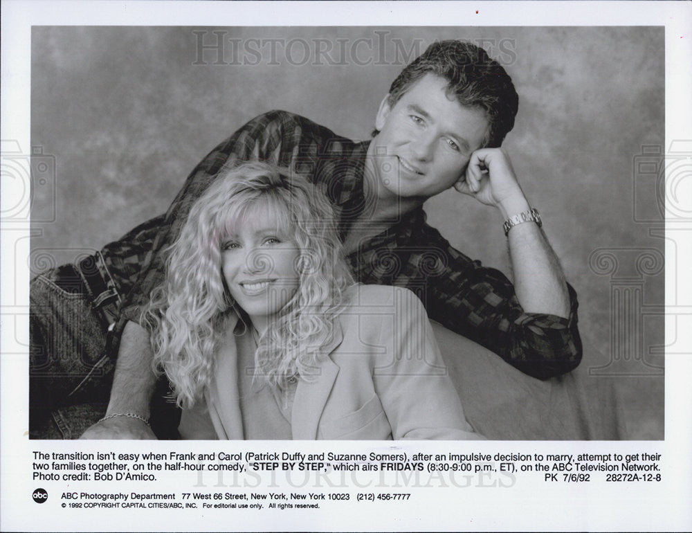 1992 Press Photo Patric Suffy, Suzanne Somers, Step by Step - Historic Images