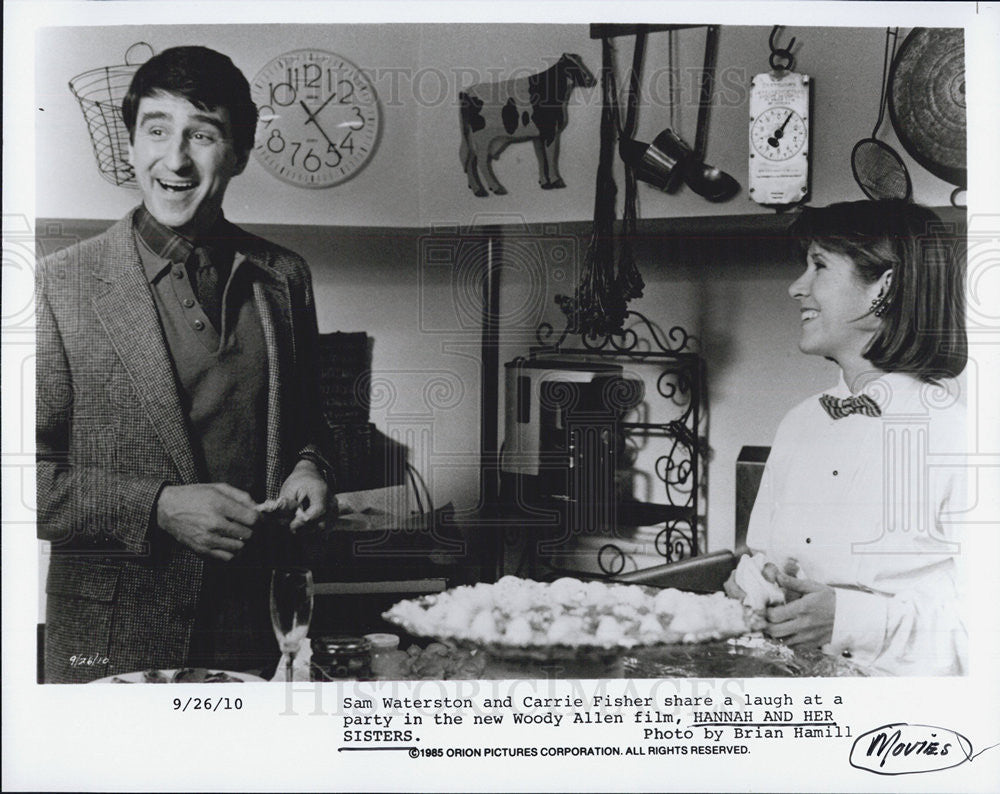 1985 Press Photo Sam Waterston And Carrie Fisher In Hannah And Her Sisters - Historic Images