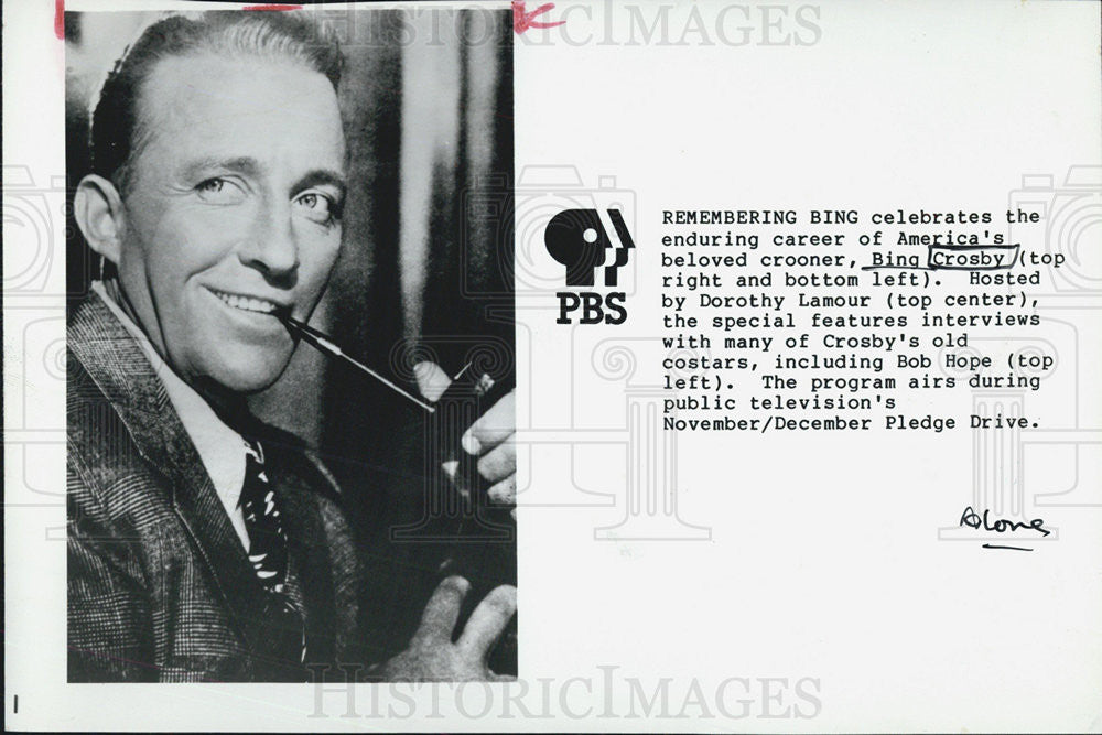 1987 Press Photo Bing Crosby/Actor/Singer - Historic Images