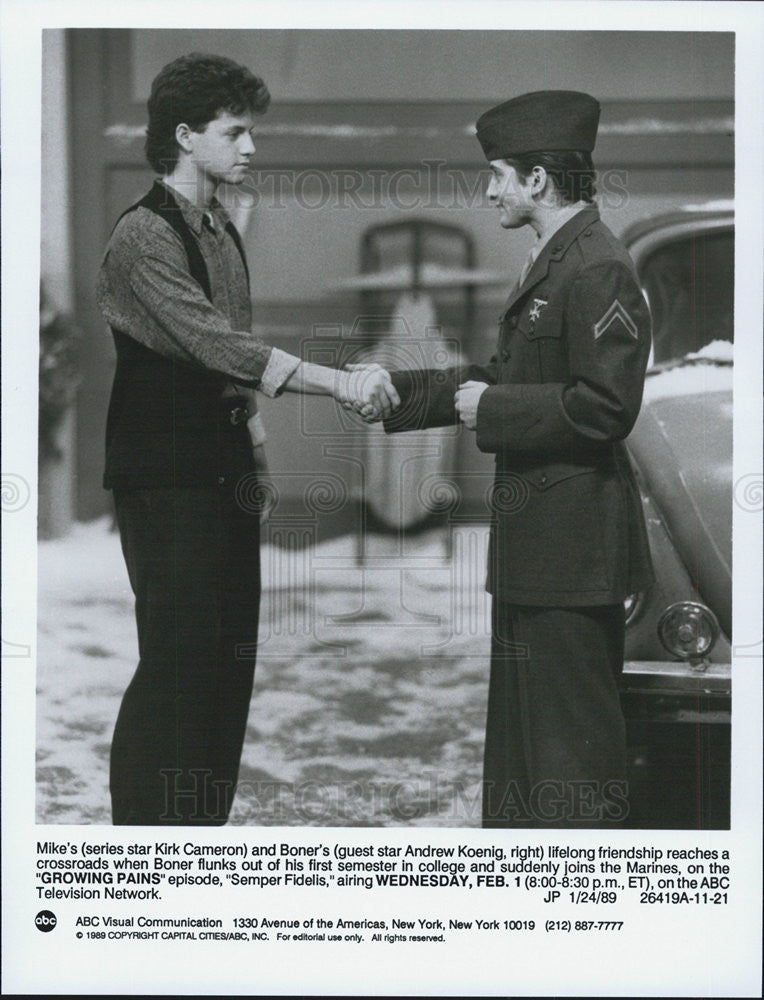 1989 Press Photo Actor Kirk Cameron and Andrew Koenig - Historic Images