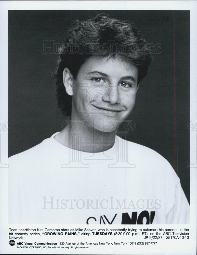 1987 Press Photo Kirk Cameron stars in &quot;Growing Pains&quot; - Historic Images