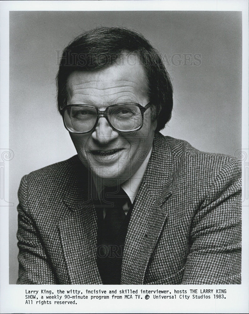 1983 Press Photo Larry King; Witty, Incisive, Skilled Interviewer & Host - Historic Images