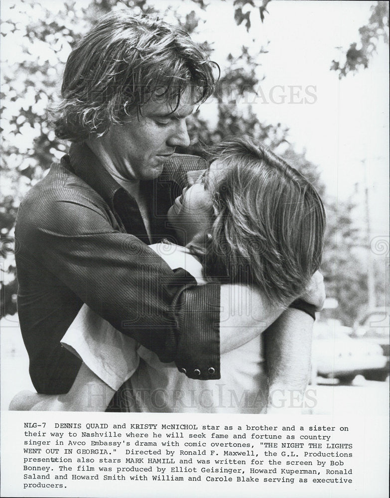 Press Photo Dennis Quaid Actor Kristy McNichol Night Lights Went Out Georgia - Historic Images