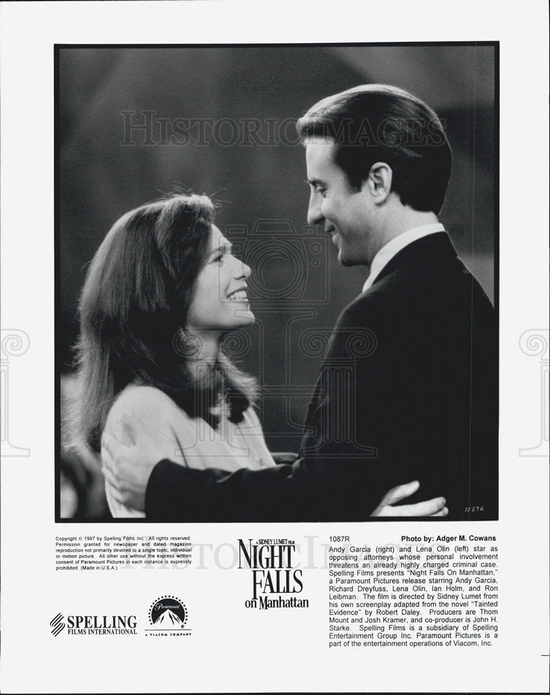 1997 Press Photo Andy Garcia Actor Lena Olin Actress  Night Falls Manhattan Film - Historic Images