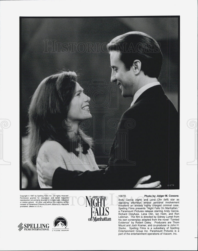 1997 Press Photo Andy Garcia Actor Lena Olin  Night Falls Manhattan Drama Movie - Historic Images