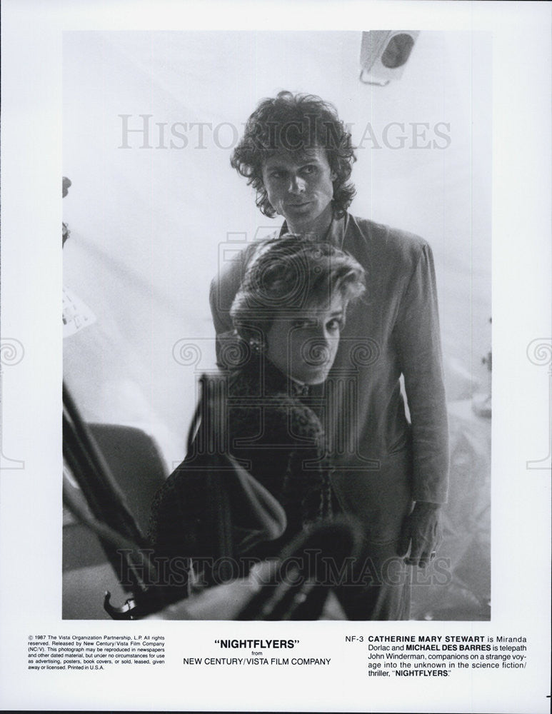 1987 Press Photo Catherine Mary Stewart Actress Michael Des Barres Nightflyers - Historic Images