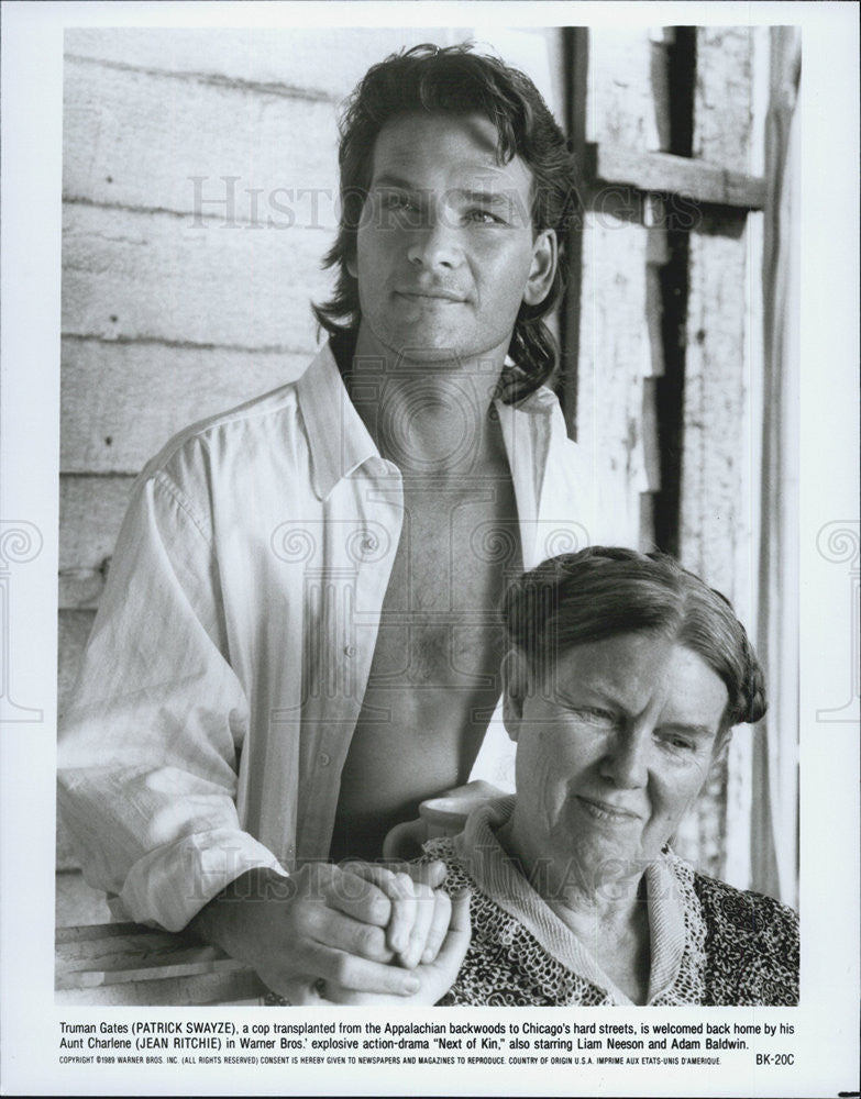 1989 Press Photo Patrick Swayze Actor Jean Ritchie Actress Next Of Kin Movie - Historic Images