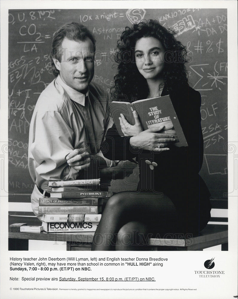 1990 Press Photo Will Lyman and Nancy Valen star in &quot;Hull High.&quot; - Historic Images