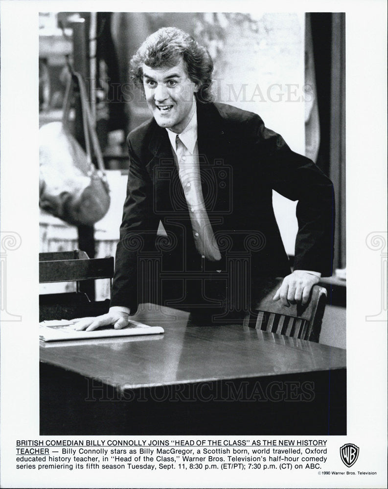 1990 Press Photo Billy Connolly Actor Head Of Class Comedy Sitcom TV Series - Historic Images