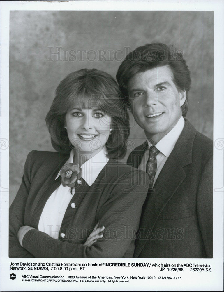 1988 Press Photo Incredible Sunday John Davidson Cristina Ferrare - Historic Images