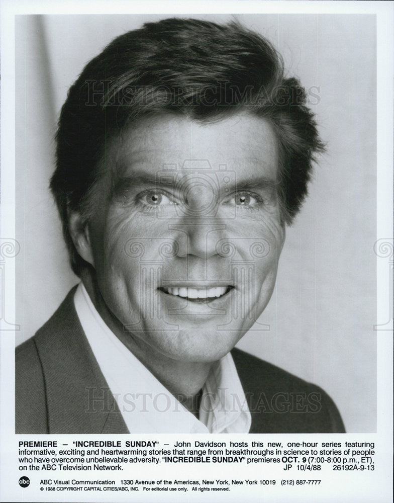 Incredible Sunday John Davidson 1988 Vintage Promo Photo Print Incredible sunday john davidson 1988 vintage promo photo print