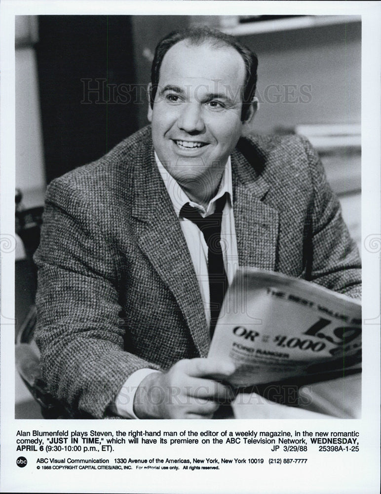 1988 Press Photo Adam Blumenfeld Plays Steven ABC Television &quot;Just In Time&quot; - Historic Images