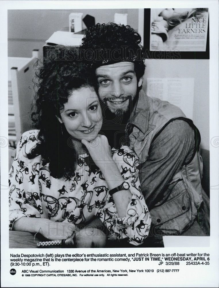 1988 Press Photo Nada Despotovich Patrick Breen ABC TV &quot;Just In Time&quot; Comedy - Historic Images