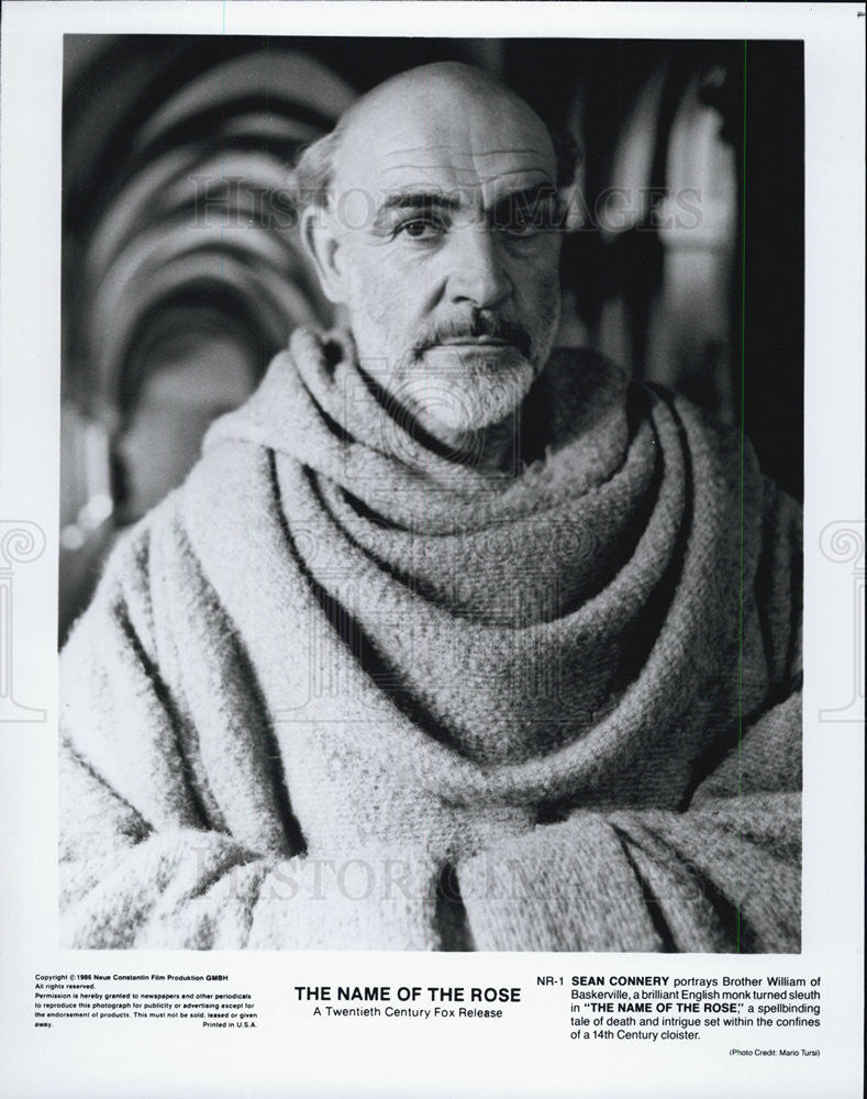 1986 Press Photo Sean Connery in &quot;The Name of the Rose&quot; - Historic Images