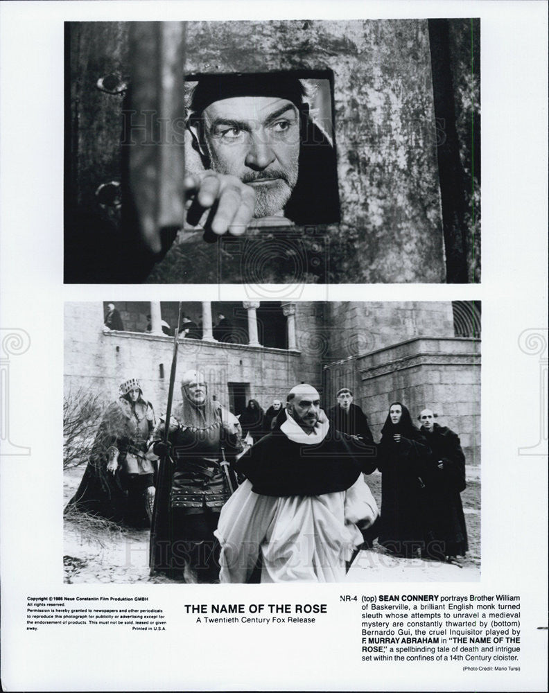 1986 Press Photo Sean Connery/F. Murray Abraham/Actor/Director/Name Of The Rose - Historic Images