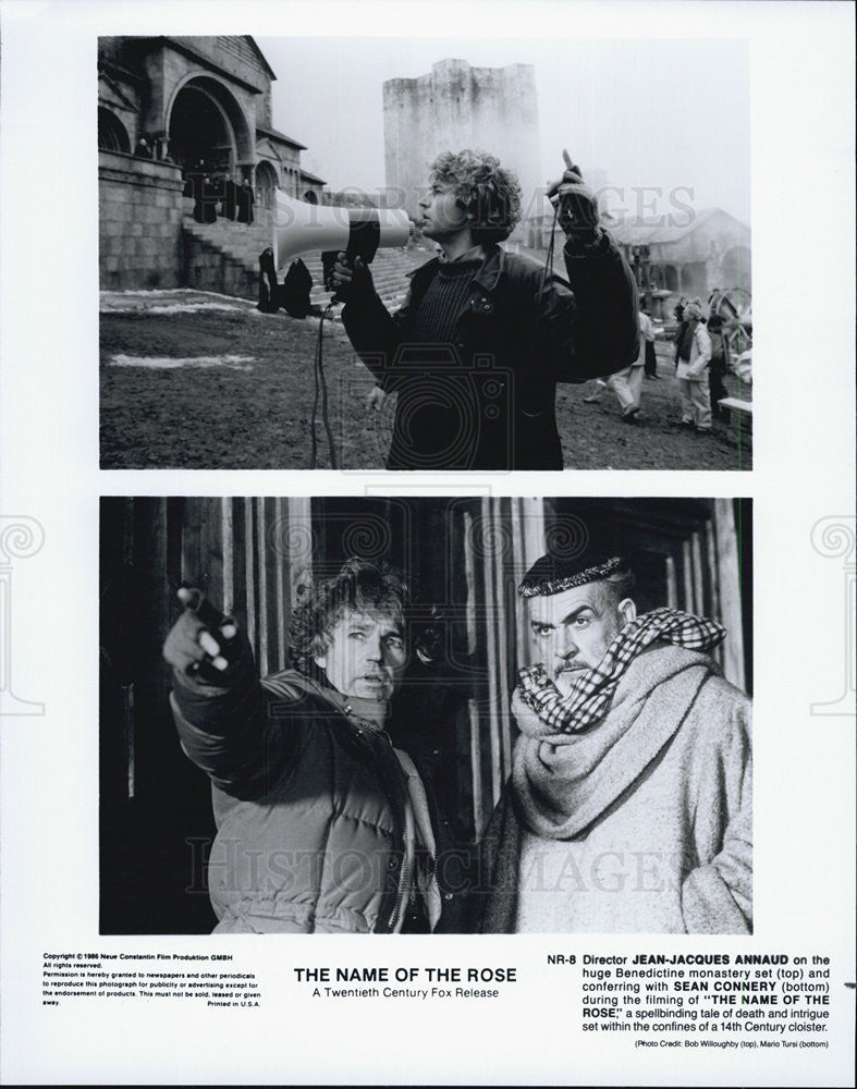 1986 Press Photo Jean Jacques Annaud/Sean Connery/Actor/Director - Historic Images